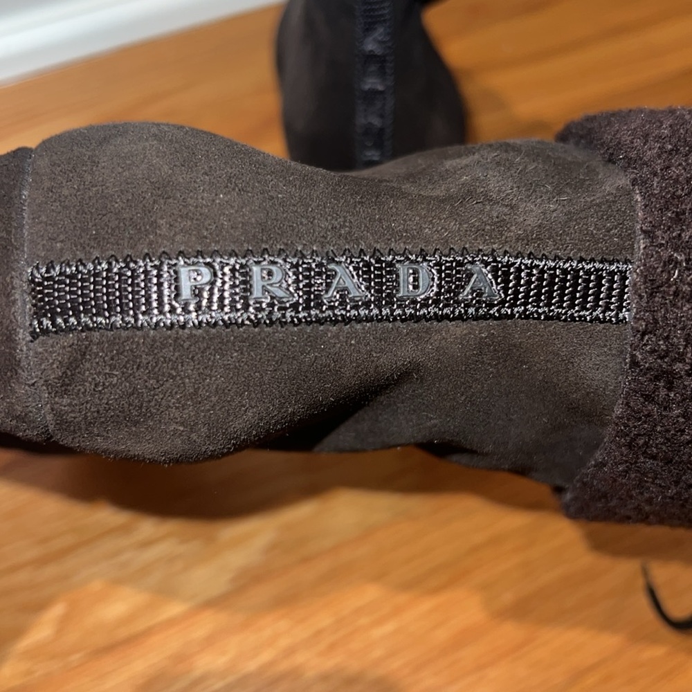 Prada women’s wedged boots brown suede with Sherling size 39 and 1/2 - Picture 4 of 8